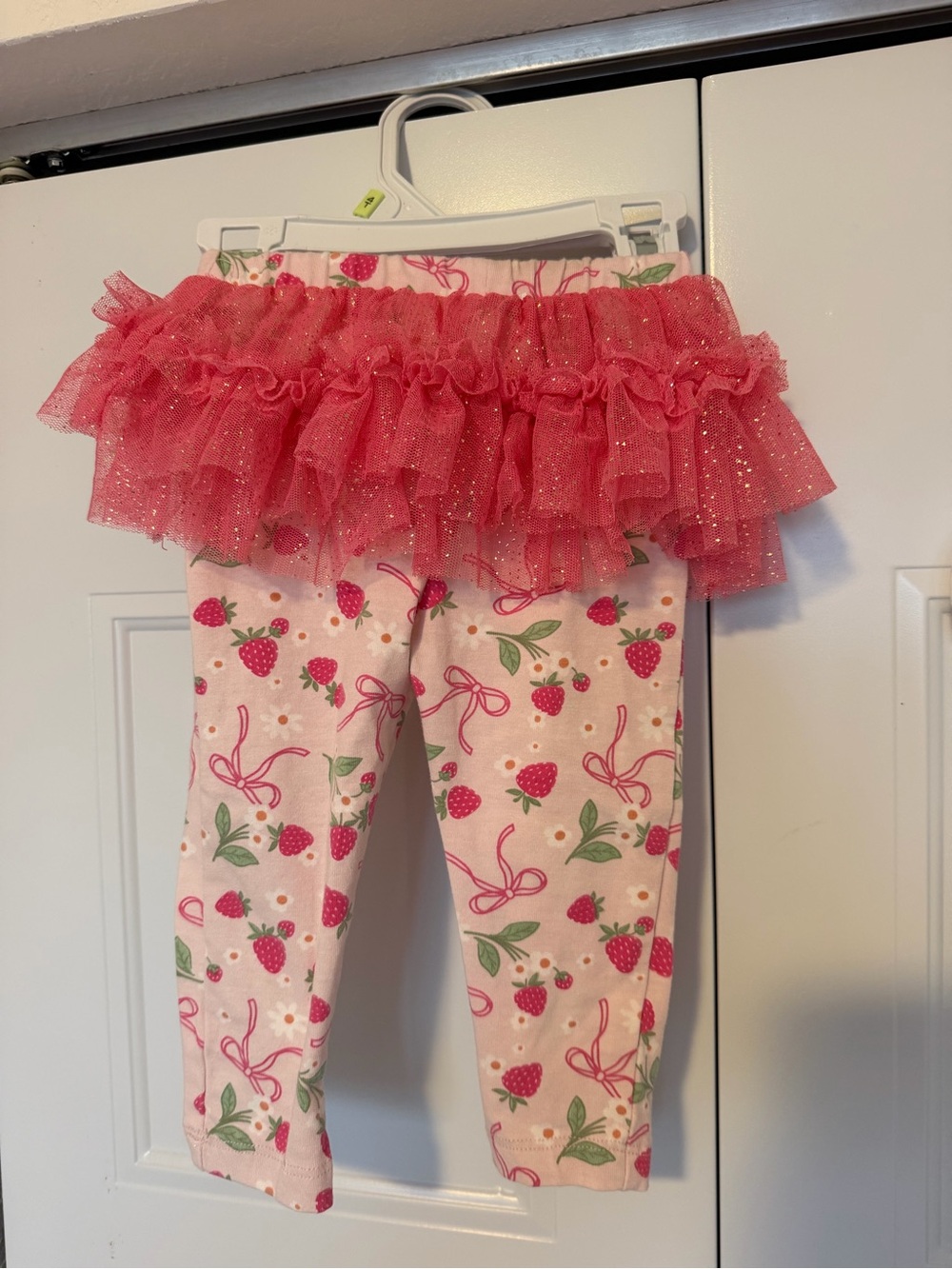 SHEIN Pink Strawberry Ruffle Tutu Leggings